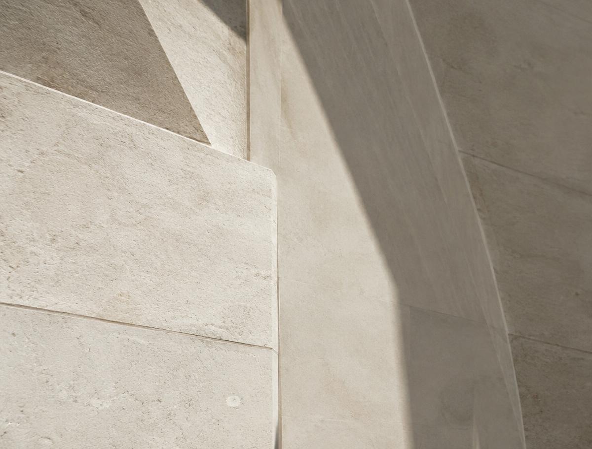 Abstract close-up of limestone architectural lines